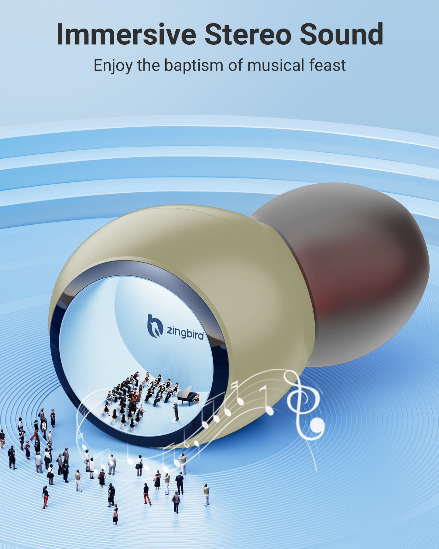 Wireless Bluetooth Earbuds Headphones 5.3 Mini Ear Buds IPX7 Waterproof Earbud Workout Earphones with LED Display Charging Case Sports Headset Brown