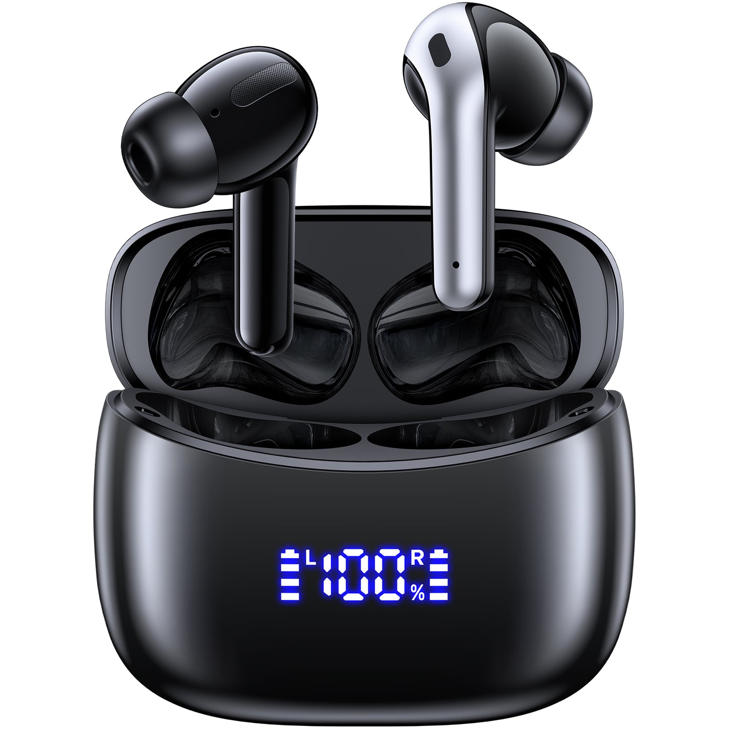 AI Translation Earbuds Real Time 164 Languages Translator Ear Buds Audifonos Traductores Inglés Español 70H Playtime Wireless Earphones AI Bluetooth Headphones for Travel Meeting Learning Black