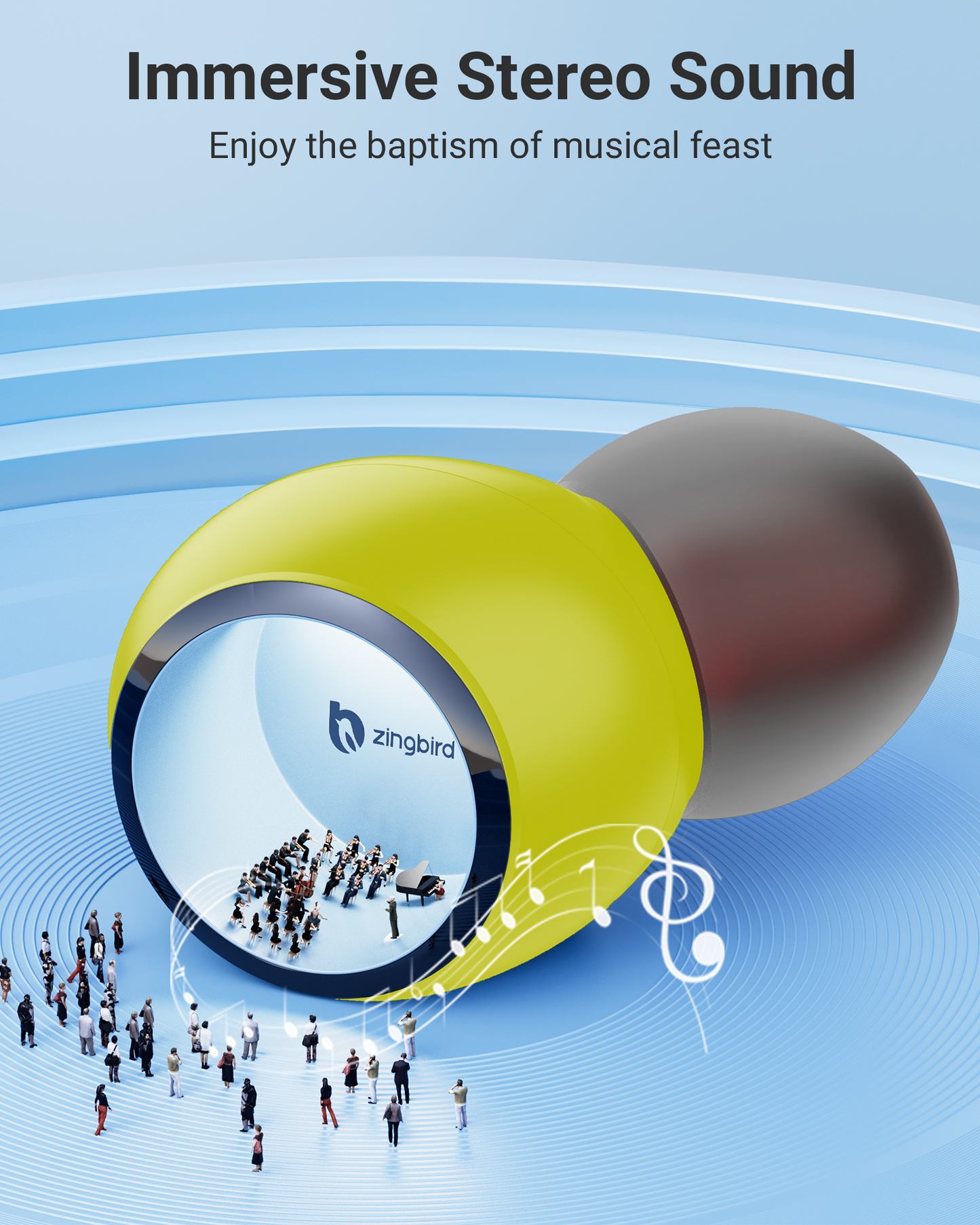 Wireless Bluetooth Earbuds Headphones 5.3 Mini Ear Buds IPX7 Waterproof Earbud Workout Earphones with LED Display Charging Case Sports Headset Yellow