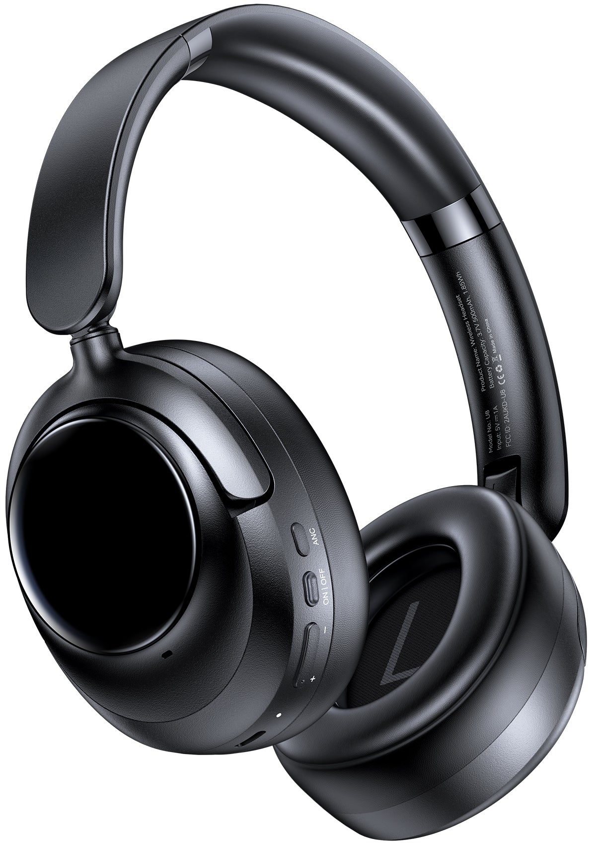 OKEEFE Active Noise Cancelling Headphones Wireless Bluetooth Earbuds 120H Playtime Display Charging Case 40dB ANC Over Ear Headset with Hi-Res Sound & Clear Calls for Travel, Workout Black