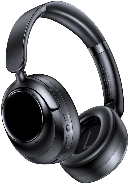 OKEEFE Active Noise Cancelling Headphones Wireless Bluetooth Earbuds 120H Playtime Display Charging Case 40dB ANC Over Ear Headset with Hi-Res Sound & Clear Calls for Travel, Workout Black