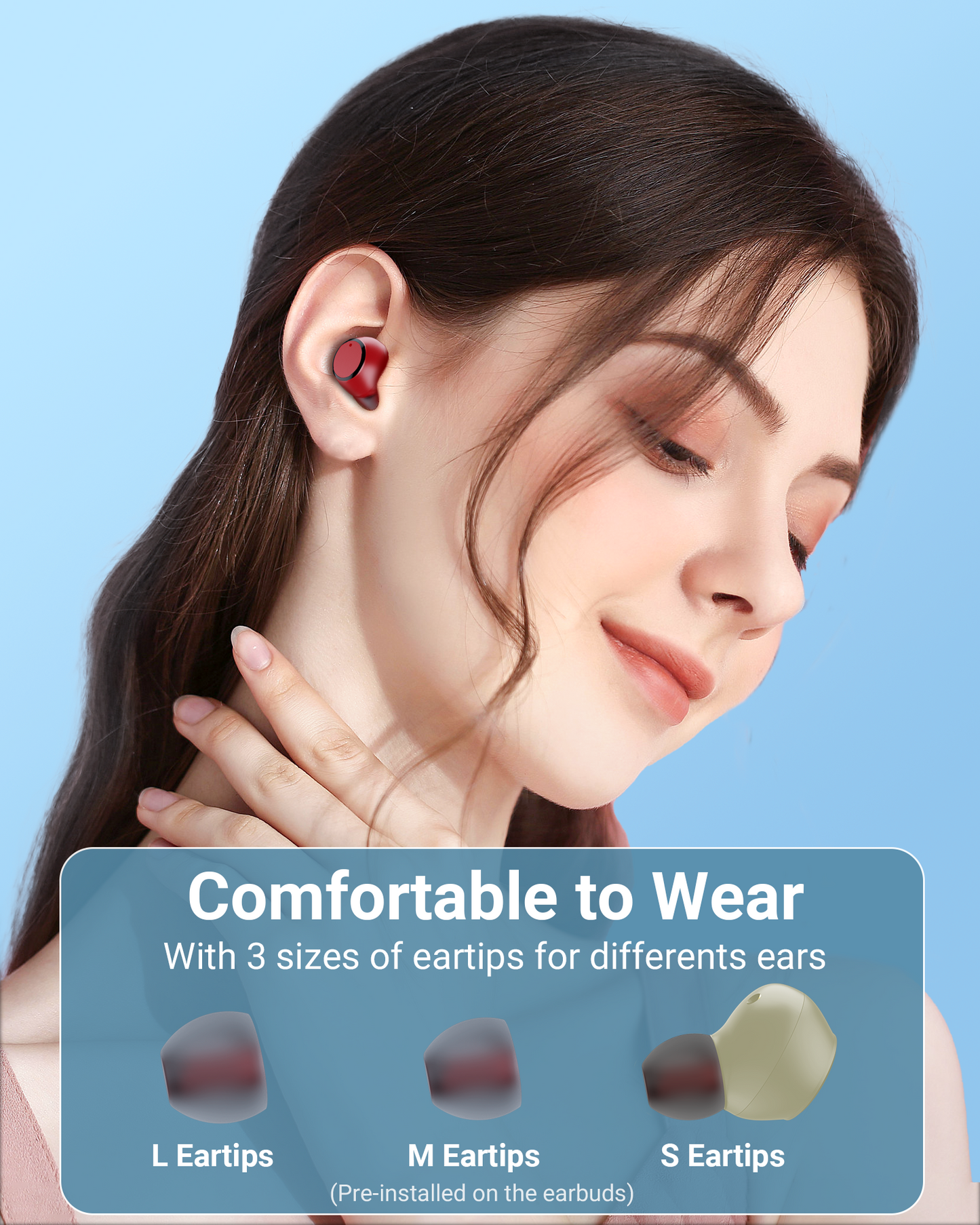 Wireless Bluetooth Earbuds Headphones 5.3 Mini Ear Buds IPX7 Waterproof Earbud Workout Earphones with LED Display Charging Case Sports Headset Brown