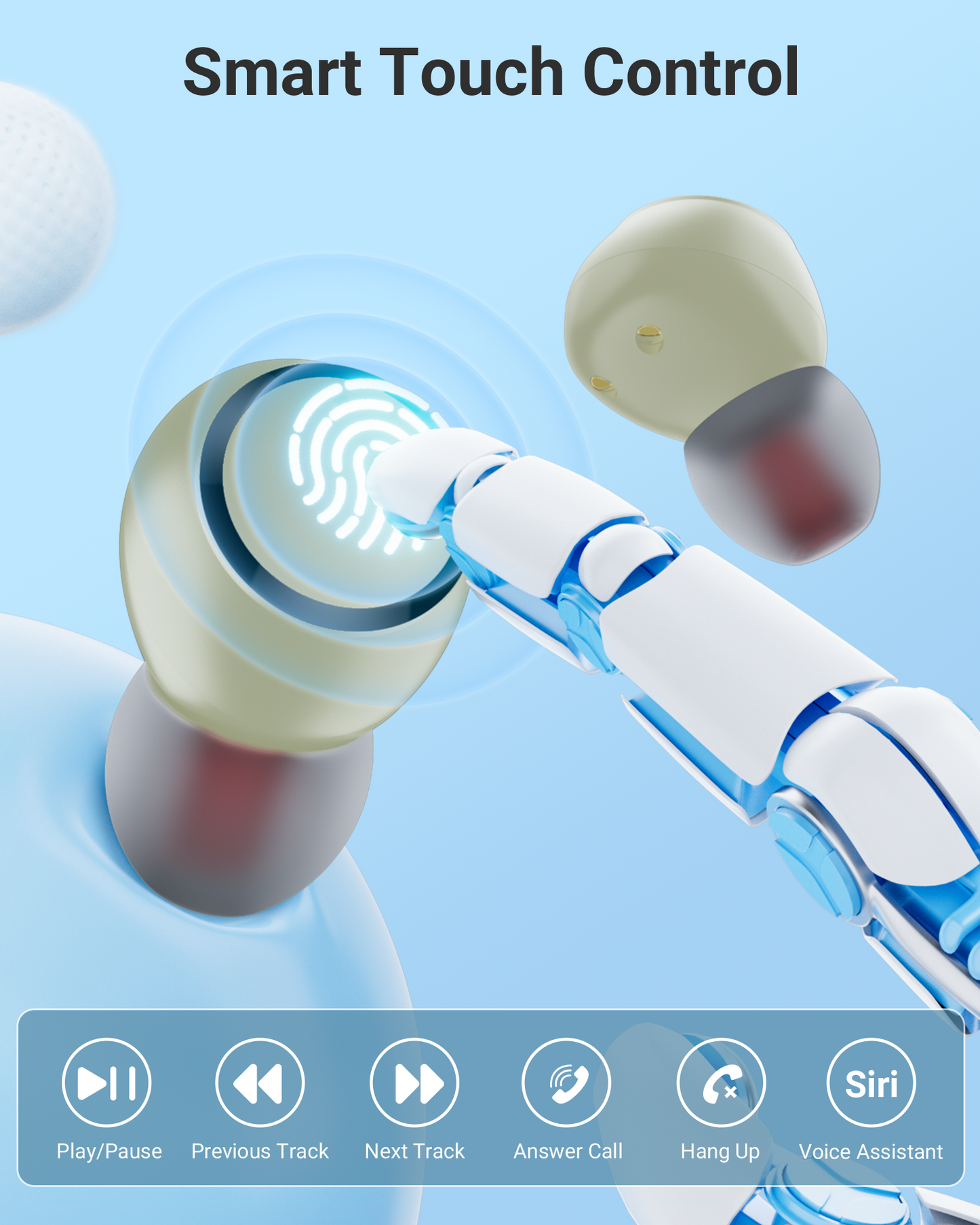 Wireless Bluetooth Earbuds Headphones 5.3 Mini Ear Buds IPX7 Waterproof Earbud Workout Earphones with LED Display Charging Case Sports Headset Brown